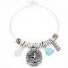 Faux Turquoise Life Tree Geometric Leaf Charm Bracelet - SILVER 