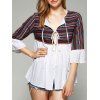 Ethnic Tie-Front Tribal Pattern Blouse - Blanc M