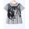 Kitten Imprimer manches courtes T-shirt - Gris Clair XL