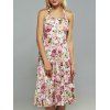 Halter taille haute Ornement Floral Print Dress - Blanc 2XL