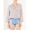 Casual manches 3/4 col en V minuscule imprimé floral shirt - Blanc S