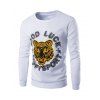 Tiger Imprimer manches longues Sweatshirt - Blanc 2XL