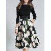 Haute-Waisted Splicing Floral Print Dress - Noir 2XL