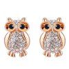 Pair of Rhinestone Owl Stud Earrings - d'or 