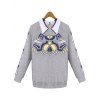 Collier plat Imprimé Zippered Sweatshirt - Gris XL