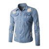 Mid-Wash effilochée design Veste en jean - Bleu clair 2XL