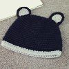 Chaud Oreille hiver Crochet Knit Beanie Cat - Noir 