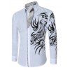 Chemise à manches longues de Totem Imprimer Turn-down Collar Men - Blanc 4XL