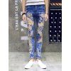 Tiger et Dargon Imprimer Jeans Slim Fitting - Bleu Toile de Jean 28