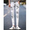 Patchwork design Slim Casual Jeans - Gris 28