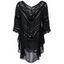 Plunge V Neck See-Through Crochet Tunic Top - BLACK ONE SIZE