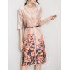 Floral Print organza Robe de manteau et Cami Dress Twinset - Rose Abricot S