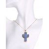 Forme naturelle Collier avec pendentif croix en cristal - Bleu 