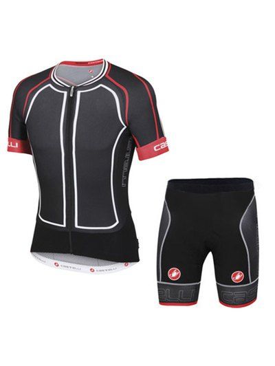 Mode épissage Shorts + manches courtes Veste de vélo Jerseys Twinset For Men - Noir S