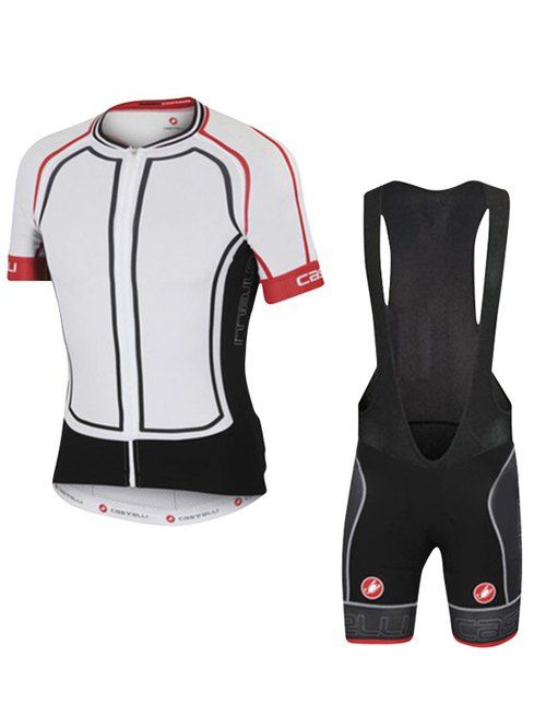 Fashion Spliced ​​Cuissard + manches courtes Veste de vélo Jerseys Twinset For Men - Blanc 3XL