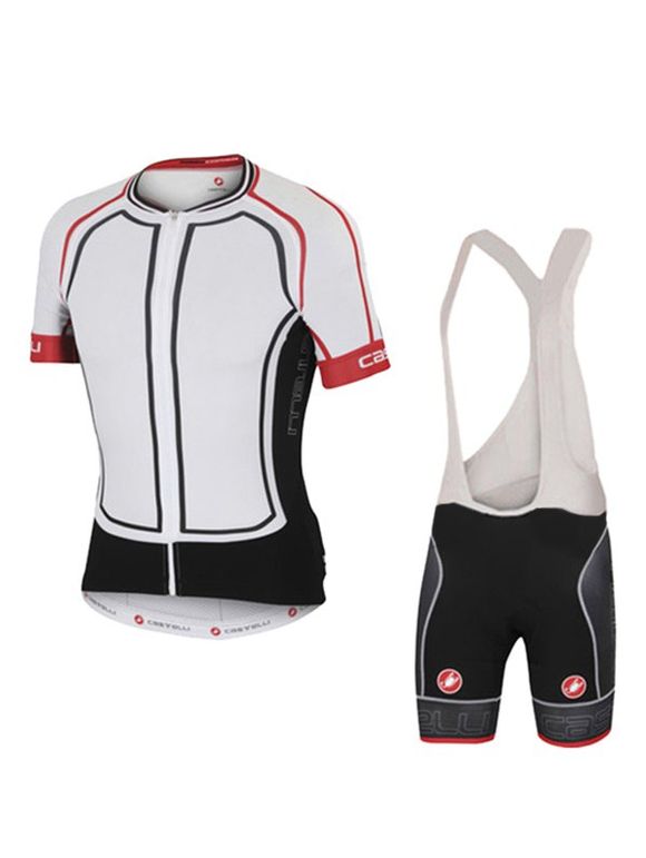 Mode Spliced ​​Cuissard + manches courtes vélo Jerseys Twinset pour les hommes - Blanc 3XL