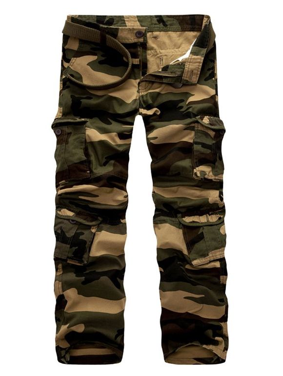 Pantalon Décontracté Camouflage Zippé à Jambe Droite avec Multi-Poches Design - Camouflage 29
