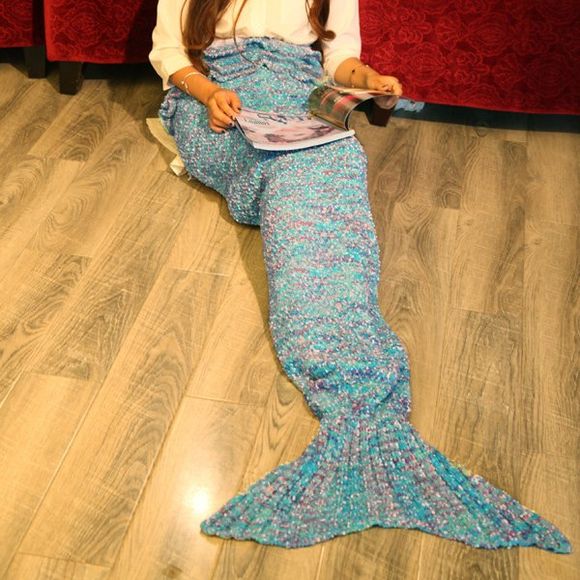 Fancy Falbala Photographie ou Canapé mixte Blanket Couleur tricotée Mermaid - Bleu Océan 