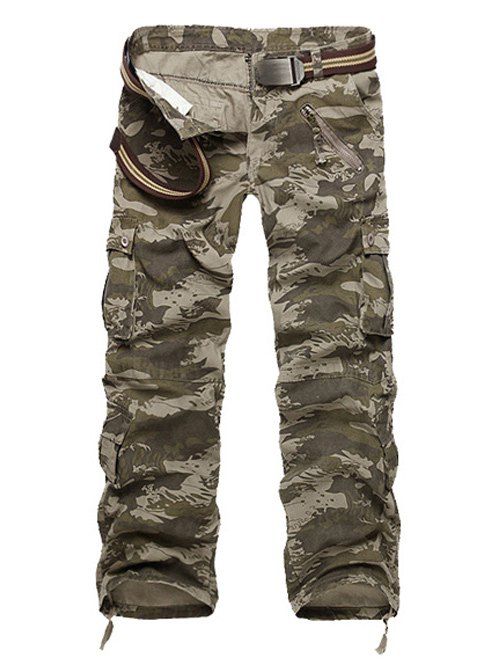 Multi-poches Agrémentée Zipper Fly jambe droite Camo Pants - Camouflage 30