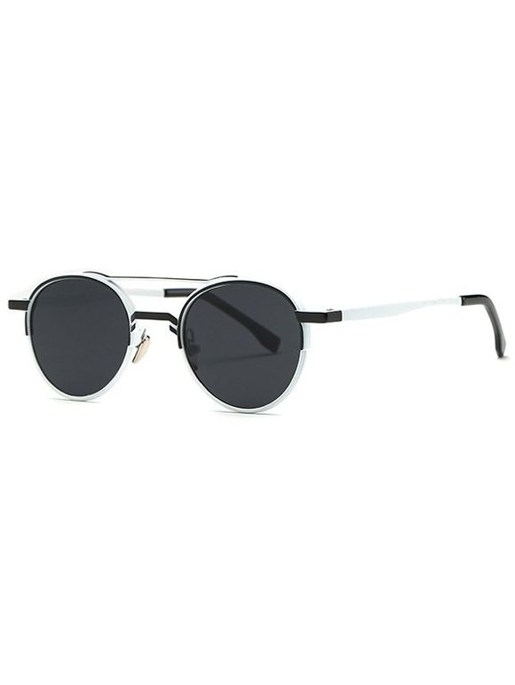 Casual Métal Crossbar Oval Sunglasses - Noir 
