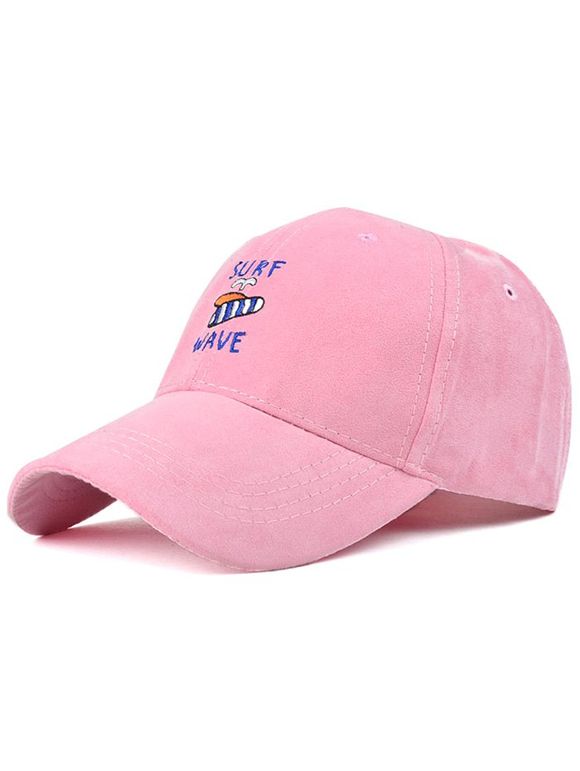 Lettres et Surfboard broderie Faux Suede Baseball Hat - Rose 