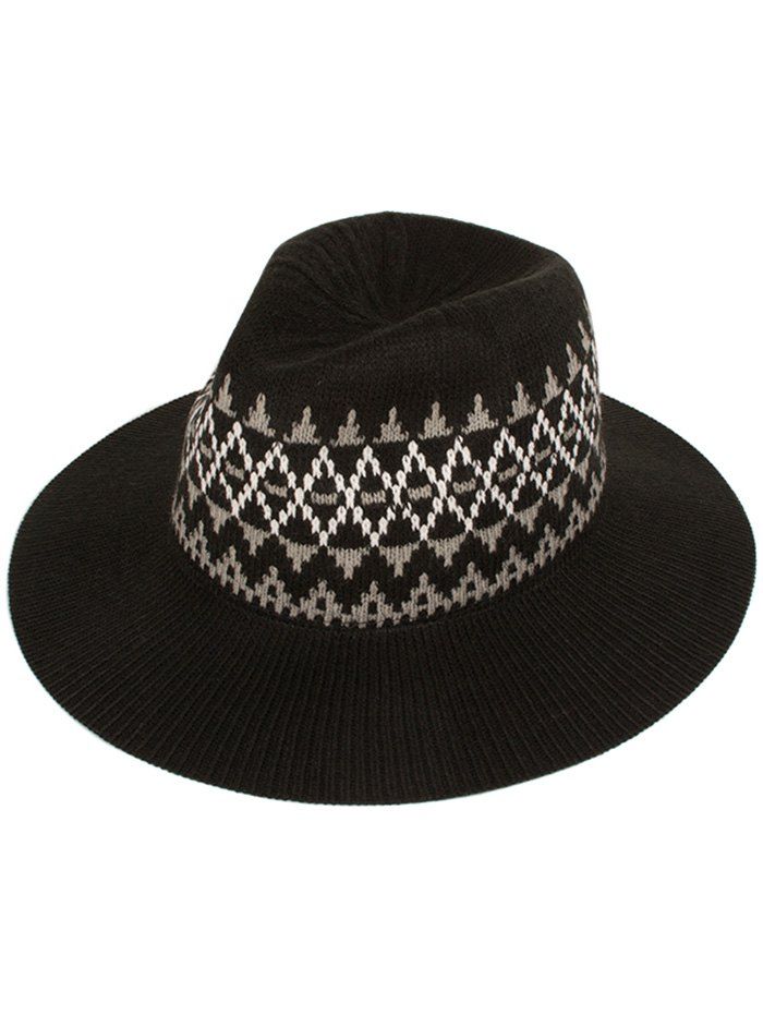 

Casual Geometry Knitted Jazz Hat, Black