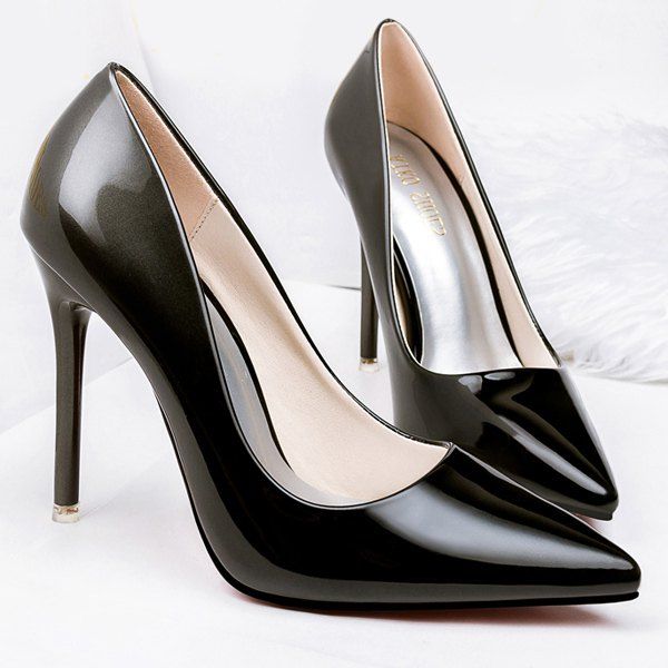 

Gradient Color Stiletto Heel Pointed Toe Pumps, Black