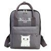 Canvas Cat Print Backpack - GRAY 