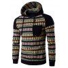 Hooded Pocket Raglan Sleeve Color Block Tribal Print Hoodie - Noir M