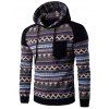 Sweatshirt à Capuche Manche Raglan Deux Tons de Couleurs à Imprimé Tribal - Noir XL