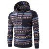 Sweatshirt à Capuche Manche Raglan Deux Tons de Couleurs à Imprimé Tribal - gris foncé XL