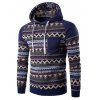 Sweatshirt à Capuche Manche Raglan Deux Tons de Couleurs à Imprimé Tribal - Bleu Toile de Jean M