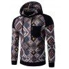 Pocket capuche manches raglan style ethnique imprimé abstrait Hoodie - Noir M