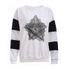 Star Print T-Shirt Femme Chic  's manches longues - Blanc M
