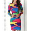 Brief Colorful Print Bodycon Dress - multicolore M