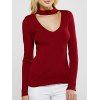 Choker Plunge Cut Out manches longues côtelé Tricots - Rouge vineux M