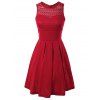 Sleeveless Lace Splicing Pleated Dress - Rouge XL