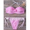 Polka Dot Douce Imprimer Bustier High Cut Bikini pour les femmes - Rose S