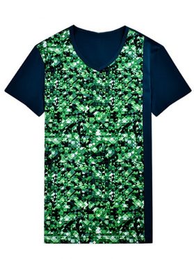 Geometric Print V-Neck Bling T-Shirt