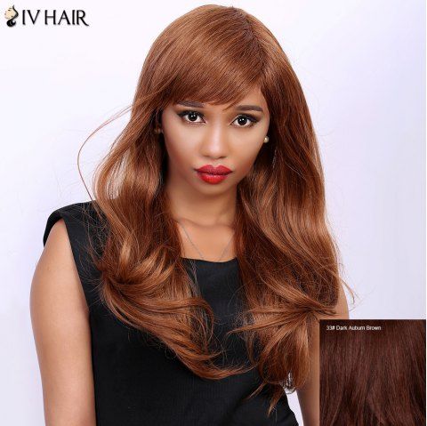 Side Bang Long Slightly Curled Real Natural Hair Siv Wig