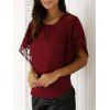 Chic Batwing Sleeve Lace Spliced ​​Blouse - Rouge XL