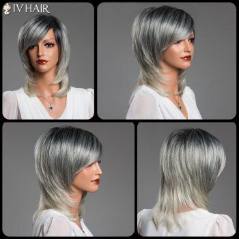 Off Medium Layered Tail Adduction Straight Side Bang Real Natural Hair Siv Wig In