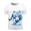 T-shirt 3D Pleurer Lion Imprimer col rond manches courtes hommes élégants  's - Blanc 2XL