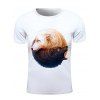3D loup imprimé col rond manches courtes élégant T-shirt des hommes - Blanc 2XL