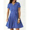 Vintage unique poitrine Polka Dot Print Dress - Bleu XL