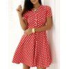Vintage unique poitrine Polka Dot Print Dress - Rouge 2XL