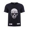 Noir col rond 3D Skulls impression Aménagée courtes T-shirt manches coton - Noir XL