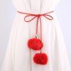 Match Dress Double Fuzzy taille Rope Balls Pendentif - Rouge 