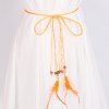 Match Dress Feather et Perle Pendentif taille Rope - Orange 