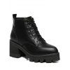 Bottes Plateforme Stitching Tie Up cheville - Noir 37